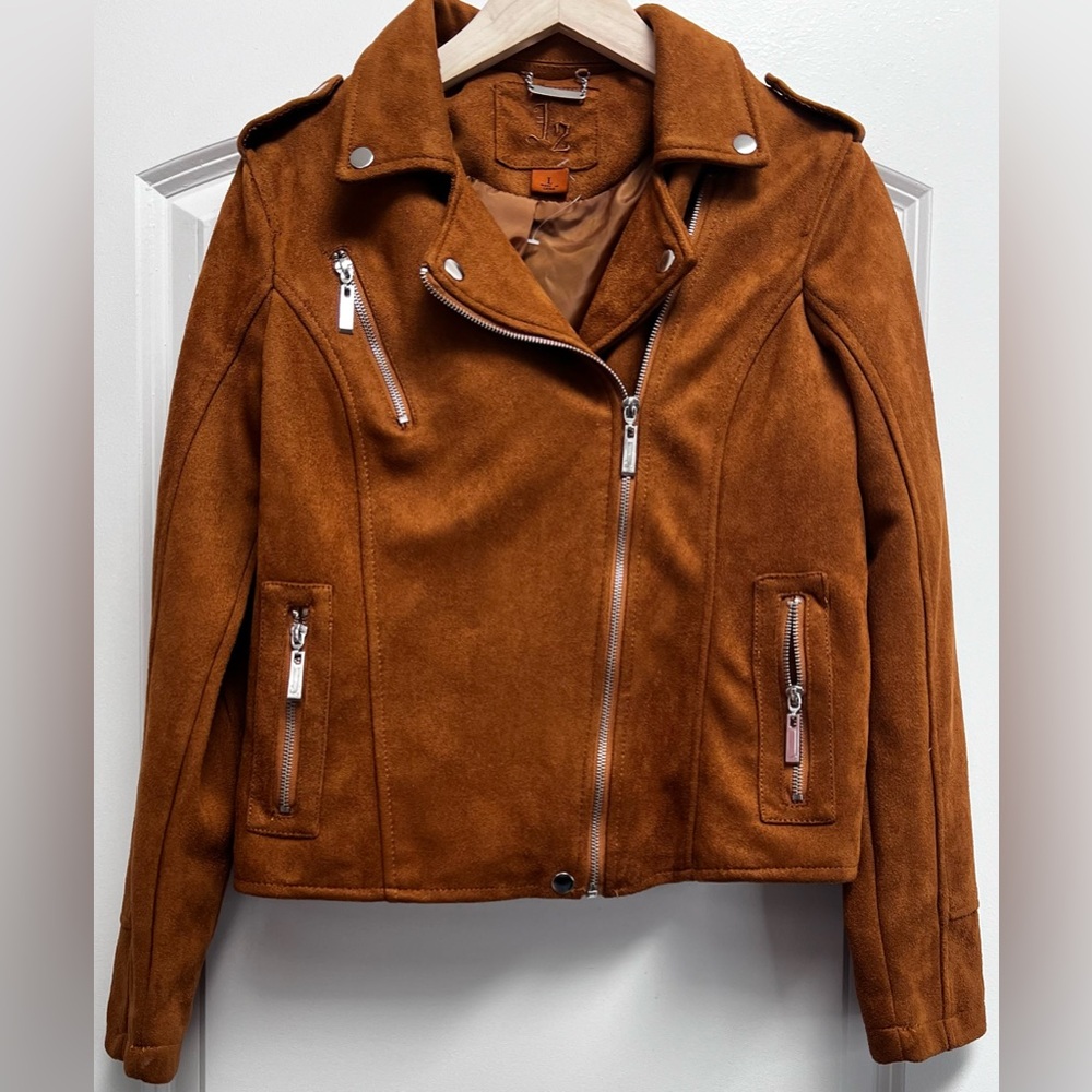 NWOT J2 Faux Suede Moto Jacket, L
